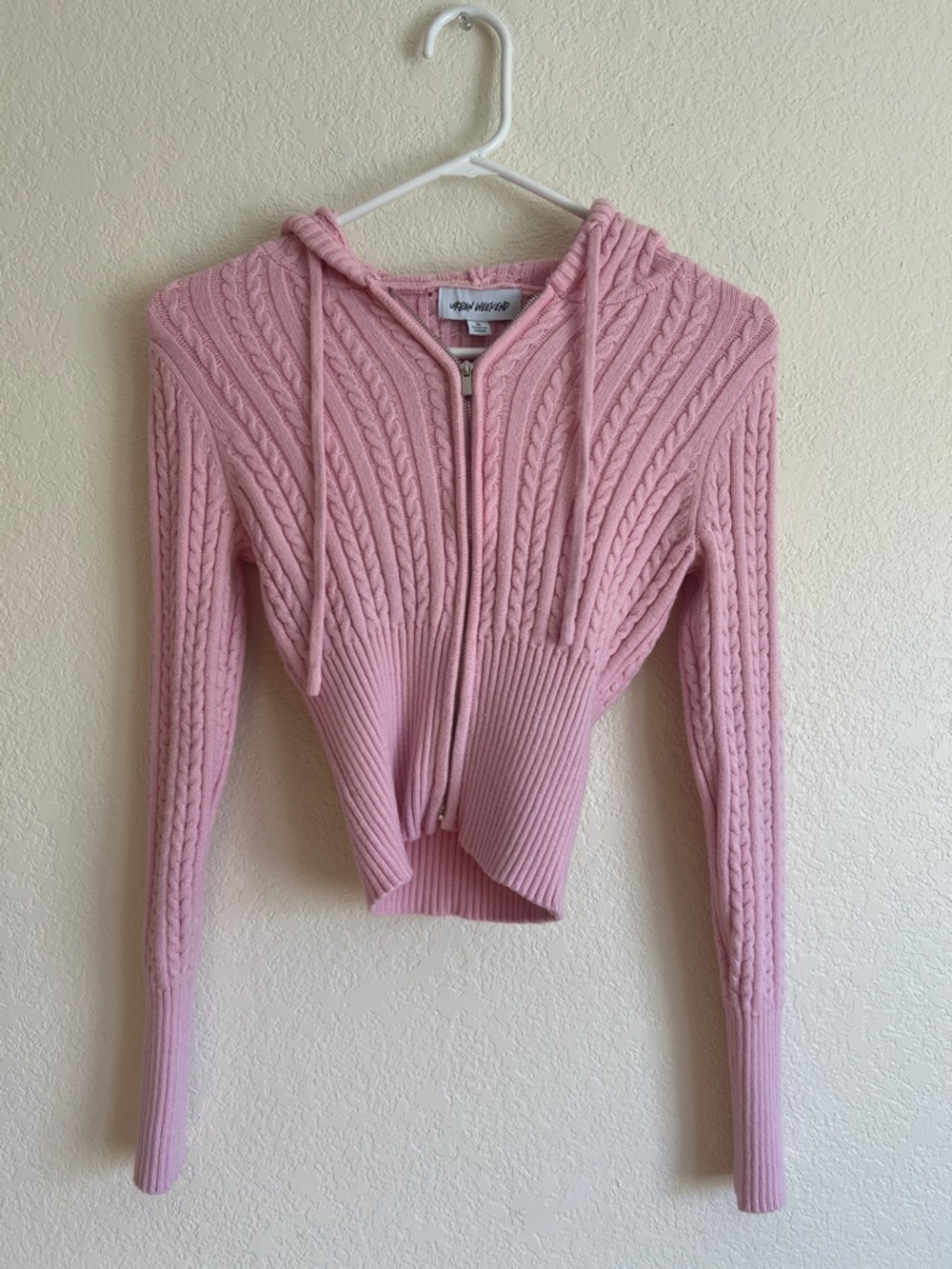 Cable Knit Zip Up Hoodie Y2K